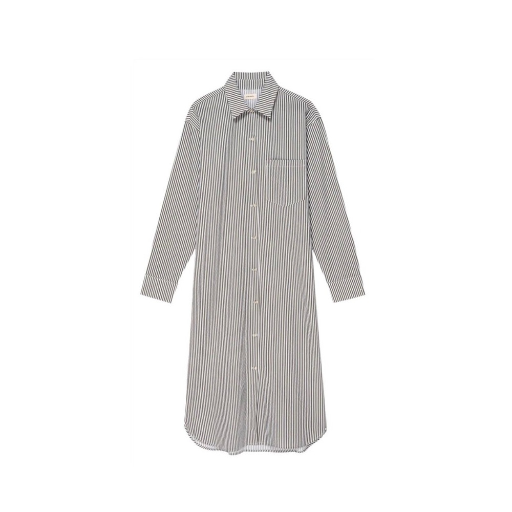 NEW DONNI Pop Dress Rosemary Stripe Cotton Button Front Shirt Dress S